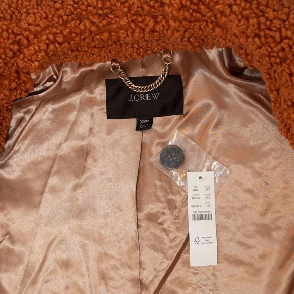 NWT J. Crew Double Breasted Teddy Sherpa Coat in Adobe Clay - PXS - Picture 4 of 9